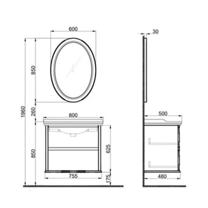 kalekale miro 80 cm mat gri banyo dola f 4c3f