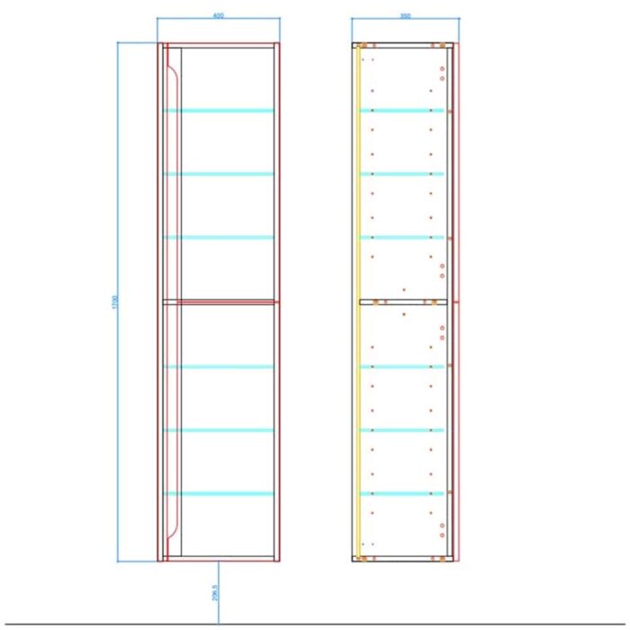 Kale Casilla 40 cm Satin Gri Sepetsiz Boy Dolabı