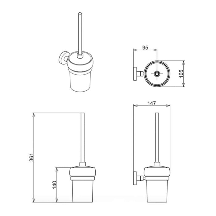 Kale D100 Porselen Tuvalet Fırçalığı , Au - 410200600269 - Klozet Temizleme Fırçası - 1