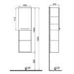 Kale Mare 40 cm Beyaz-Meşe Sol Boy Dolabı - 310300103331 - Banyo Dolapları - 1