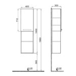 Kale Trevi 40 cm Antrasit-Ceviz Sol Boy Dolabı - 310300103335 - Boy Dolaplar - 1