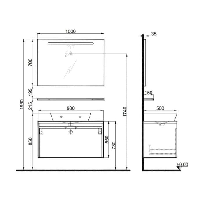 kalekale idea 2.0 100 cm tek cekmeceli 18e a7