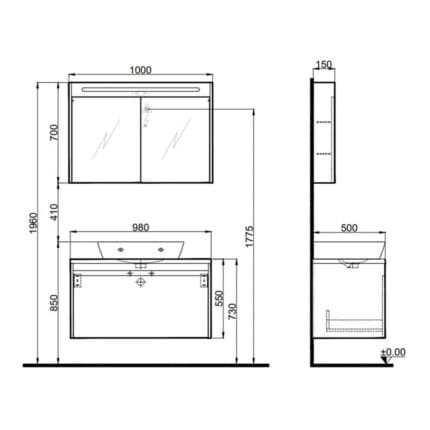 kalekale idea 2.0 100 cm tek cekmeceli ebe154