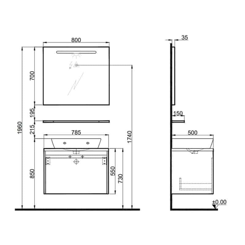 kalekale idea 2.0 80 cm parlak antrasi afc 9b