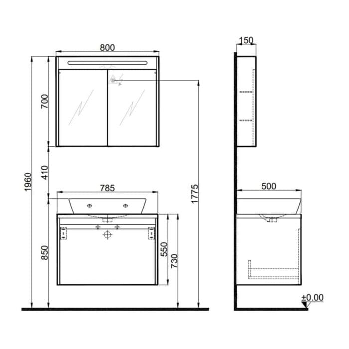 kalekale idea 2.0 80 cm tek cekmeceli 7 243c