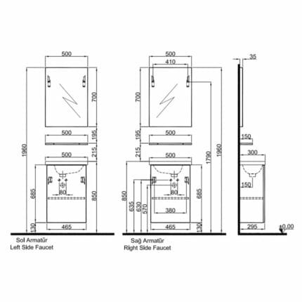 kalekale minimalist 50 cm hardal banyo 860 42