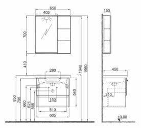 kalekale trevi 65 cm antrasit ceviz ba 29f64