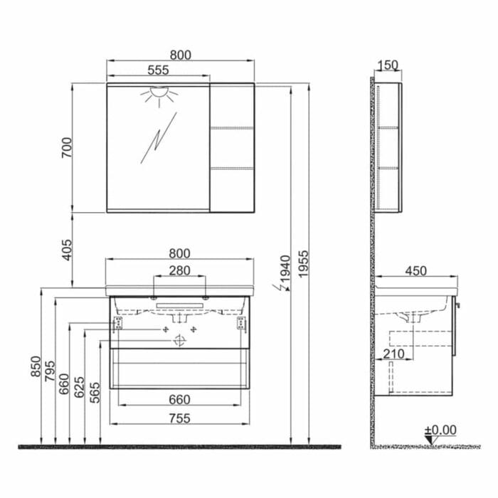 kalekale trevi 80 cm antrasit ceviz ba e856e 1