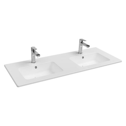 Isvea SistemaT Flat Lavabo 121 cm Çift Hazneli - 10SL50121 - Etajerli Lavabo