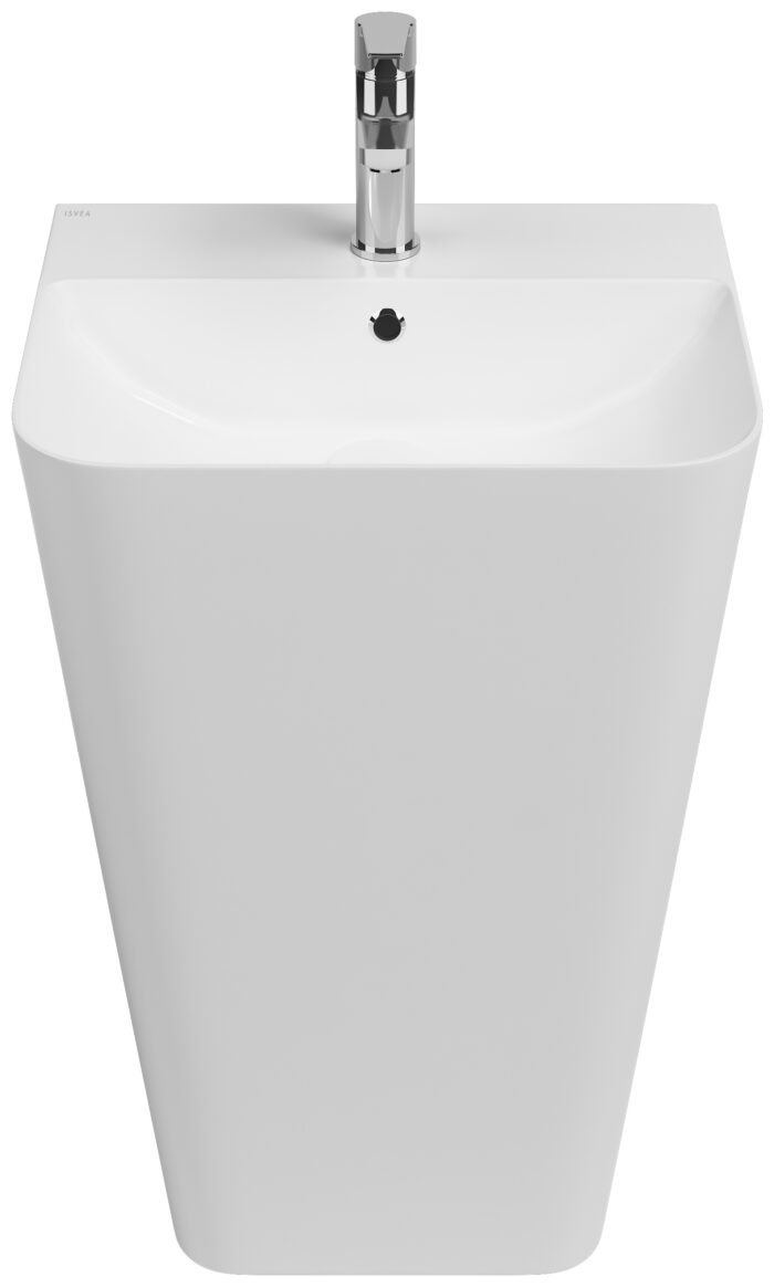 10SQ37001-1 Isvea Sott Aqua Yerden Monoblok Lavabo 50 cm, Parlak Beyaz - 10SQ37001 - Monoblok Bütün Lavabo - 1