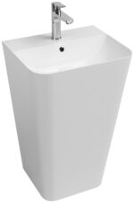 Isvea Sott Aqua Yerden Monoblok Lavabo 50 cm, Parlak Beyaz - 10SQ37001 - Monoblok Bütün Lavabo