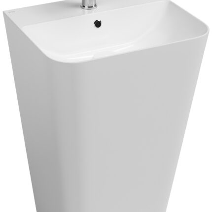 Isvea Sott Aqua Yerden Monoblok Lavabo 50 cm, Parlak Beyaz - 10SQ37001 - Monoblok Bütün Lavabo