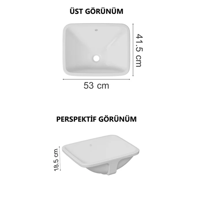Vitra S20 48 cm Beyaz Tezgah Altı Lavabo - Görsel 2