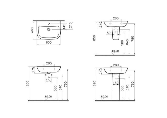 Vitra S20 60 Cm Beyaz Standart Lavabo | Banyocu.com.tr