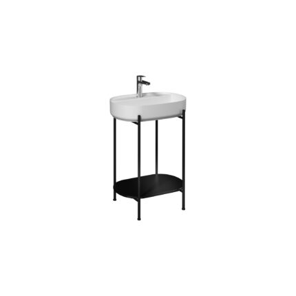 Isvea Puno Metal Profil Lavabo Ünitesi, 60 cm, Siyah Beyaz Lavabolu - 29PNS004060I - Banyo Alt Modülleri, Ayaklı Lavabo