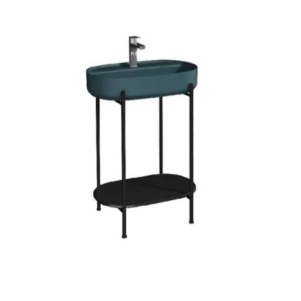 Isvea Puno Metal Profil Lavabo Ünitesi, 60 cm, Siyah Petrol Yeşili Lavabolu - 29PNS004067I - Banyo Alt Modülleri, Ayaklı Lavabo