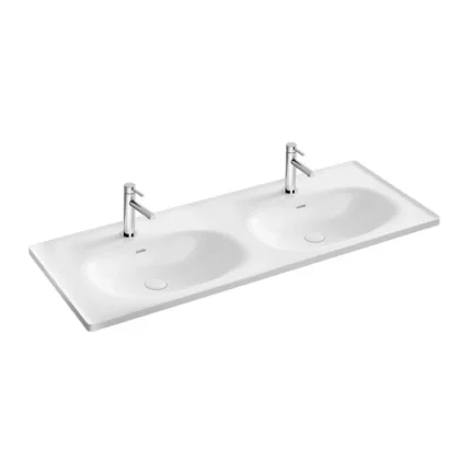 Vitra Equal 130 cm Beyaz Etajerli Lavabo - 7244B403-0001 - Çift Hazneli Lavabo