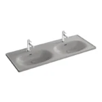 Vitra Equal 130 cm Mat Taş Gri Etajerli Lavabo - 7244B476-0001 - Çift Hazneli Lavabo