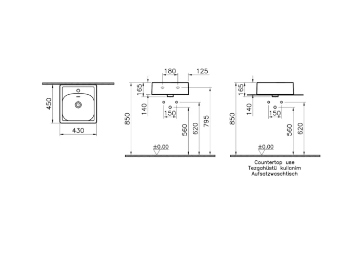 Vitra Equal 43 cm Beyaz Çanak Lavabo - 7240B403-0631 - Çanak Lavabo - 1