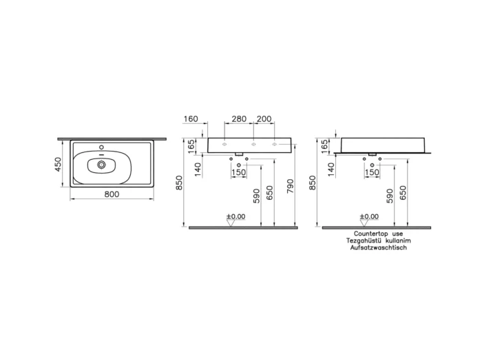 Vitra Equal 80 cm Beyaz Çanak Lavabo - 7242B403-0631 - Çanak Lavabo - 1