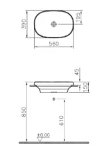Vitra Frame 55 cm Beyaz Tezgahüstü Lavabo - 5652B403-0016 - Tezgah Üstü Lavabo - 1