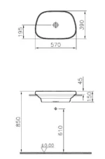 Vitra Frame 57 cm Mat Siyah Tezgahüstü Lavabo