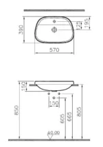 Vitra Frame 57 cm Siyah Tezgahüstü Lavabo - 5696B470-0041 - Tezgah Üstü Lavabo - 1