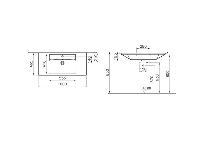 Vitra Integra 100 cm Beyaz Etajerli Lavabo - 7057B003-0001 - Etajerli Lavabo - 1
