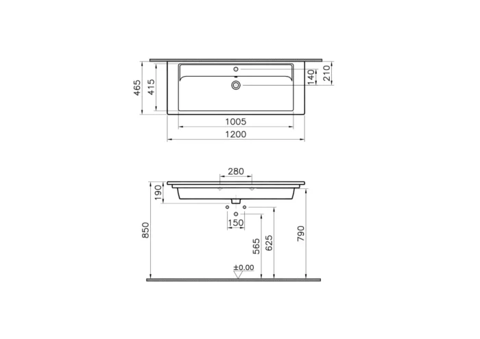 Vitra Integra 120 cm Beyaz Etajerli Lavabo - 7058B003-0001 - Etajerli Lavabo - 1