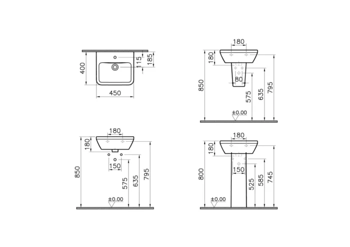Vitra Integra 45 cm Beyaz Standart Lavabo - 7047L003-0001 - Mini Lavabo - 1
