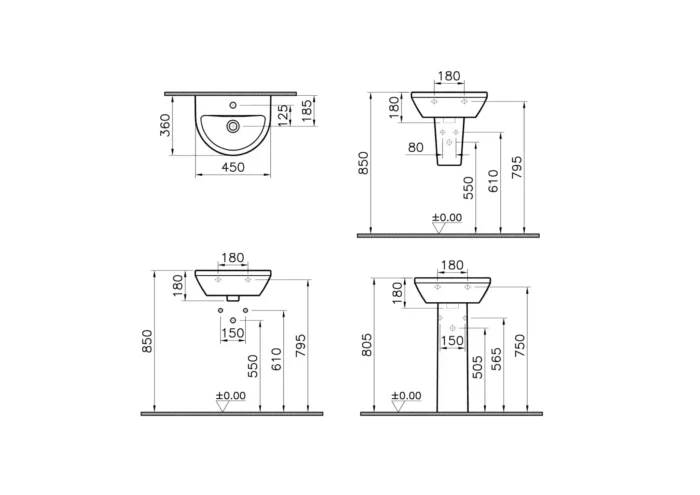 Vitra Integra 45 cm Beyaz Standart Lavabo