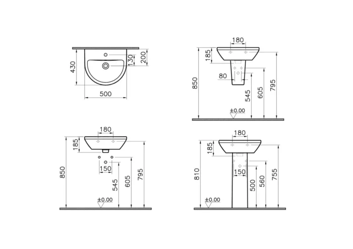 Vitra Integra 50 cm Beyaz Standart Lavabo - 7066L003-0001 - Standart Lavabo - 1