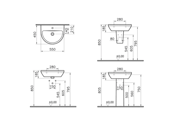 Vitra Integra 55 cm Beyaz Standart Lavabo - 7067L003-0001 - Standart Lavabo - 1
