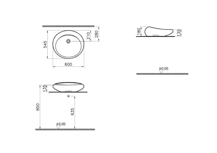 Vitra İstanbul 60 cm Siyah Çanak Lavabo - 4280B470-0016 - Çanak Lavabo - 1