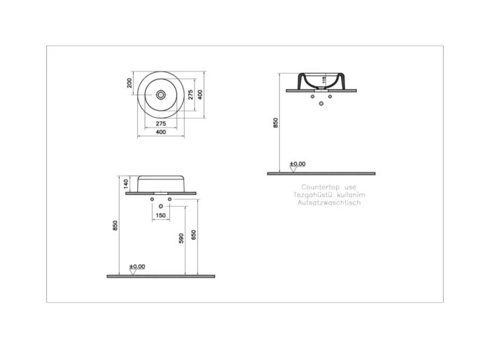 Vitra Liquid 40 cm Beyaz Çanak Lavabo - 7312B403-0016 - Çanak Lavabo - 1