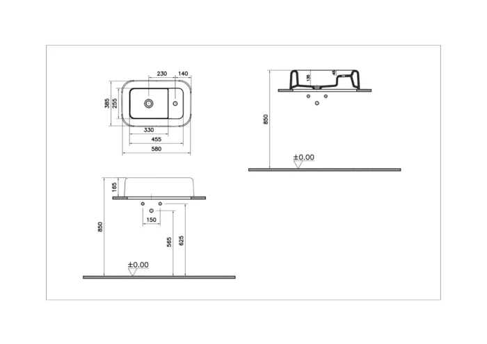 Vitra Liquid 58 cm Beyaz Çanak Lavabo - 7315B403-0041 - Çanak Lavabo - 1