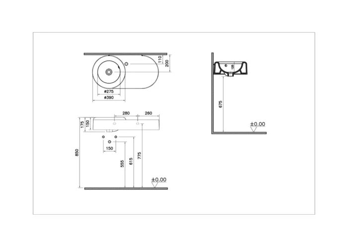 Vitra Liquid 80 cm Beyaz Asimetrik Lavabo - 7314B403-0012 - Standart Lavabo - 1