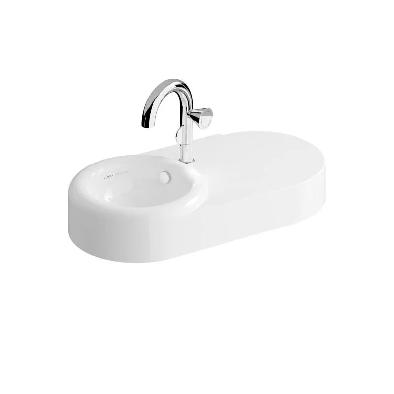 Vitra Liquid 80 cm Beyaz Asimetrik Lavabo - 7314B403-0001 - Standart Lavabo