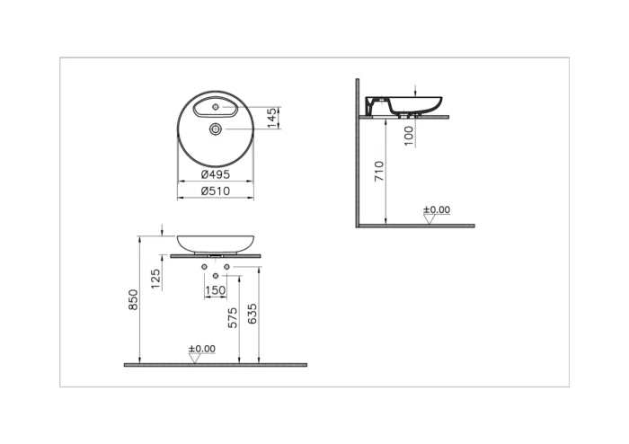 Vitra Memoria 50 cm Mat Bej Çanak Lavabo - 5880B420-0563 - Çanak Lavabo - 1