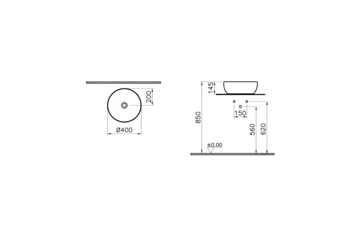 Vitra Outline 40 cm Mat Siyah Çanak Lavabo - 5992B483-0016 - Çanak Lavabo - 1