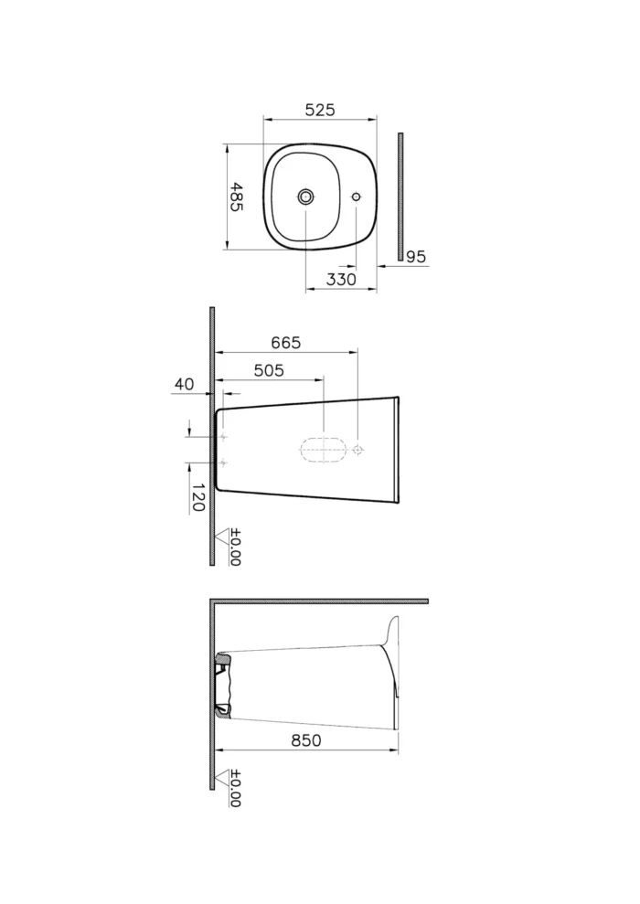 Vitra Plural 50 cm Mat Bej Monoblok Lavabo - 7814B420-0001 - Monoblok Bütün Lavabo - 1