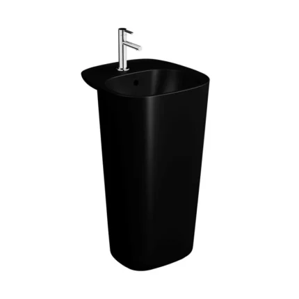 Vitra Plural 50 cm Mat Siyah Monoblok Lavabo - 7814B483-0001 - Monoblok Bütün Lavabo