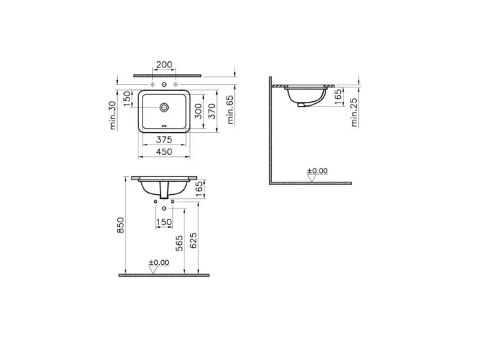 Vitra S20 38 cm Beyaz Tezgahaltı Lavabo - 5473B003-0618 - Tezgah Altı Hilton Lavabo - 1