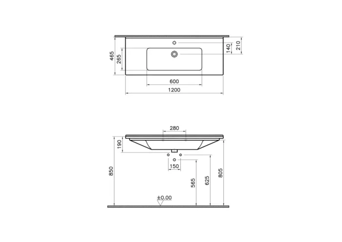 Vitra S50 120 cm Beyaz Etajerli Lavabo - 5480B003-0001 - Etajerli Lavabo - 1
