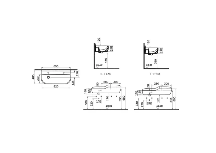 Vitra Sento 85.5 cm Beyaz Çocuk Standart Lavabo - 7351B003-1740 - Çocuk Banyo Ürünleri - 1