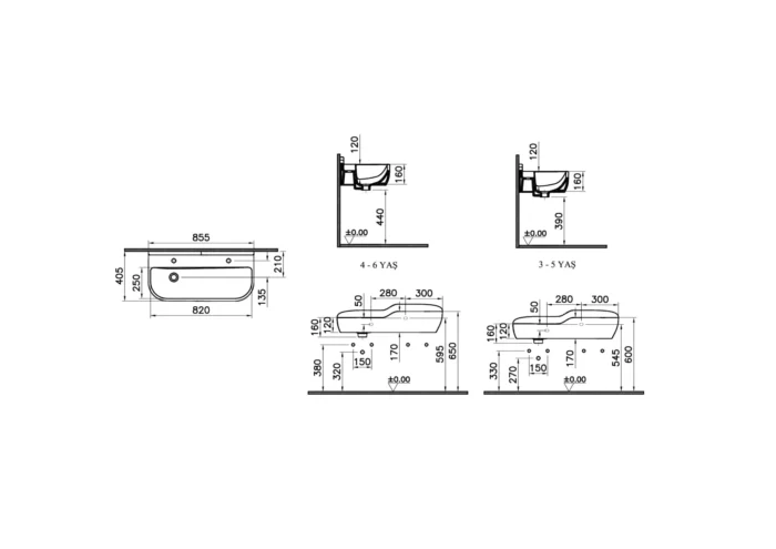 Vitra Sento 85.5 cm Beyaz Çocuk Standart Lavabo - 7351B003-1739 - Çocuk Banyo Ürünleri - 1