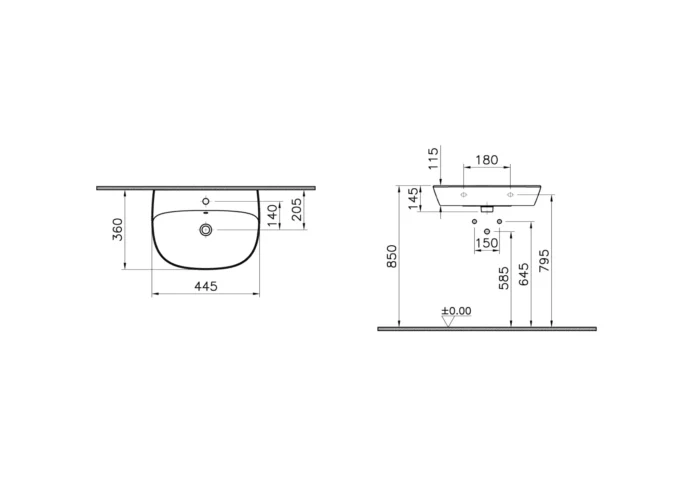Vitra Zentrum 45 cm Beyaz Standart Lavabo