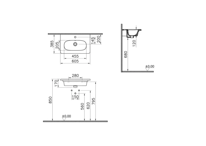 Vitra Zentrum 60 cm Beyaz Etajerli Lavabo - 7790B003-0001 - Etajerli Lavabo - 1