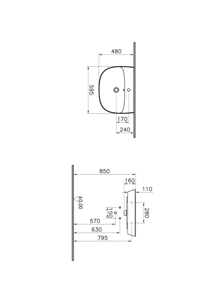 Vitra Zentrum 60 cm Beyaz Standart Lavabo - 7276L003-0001 - Standart Lavabo - 1