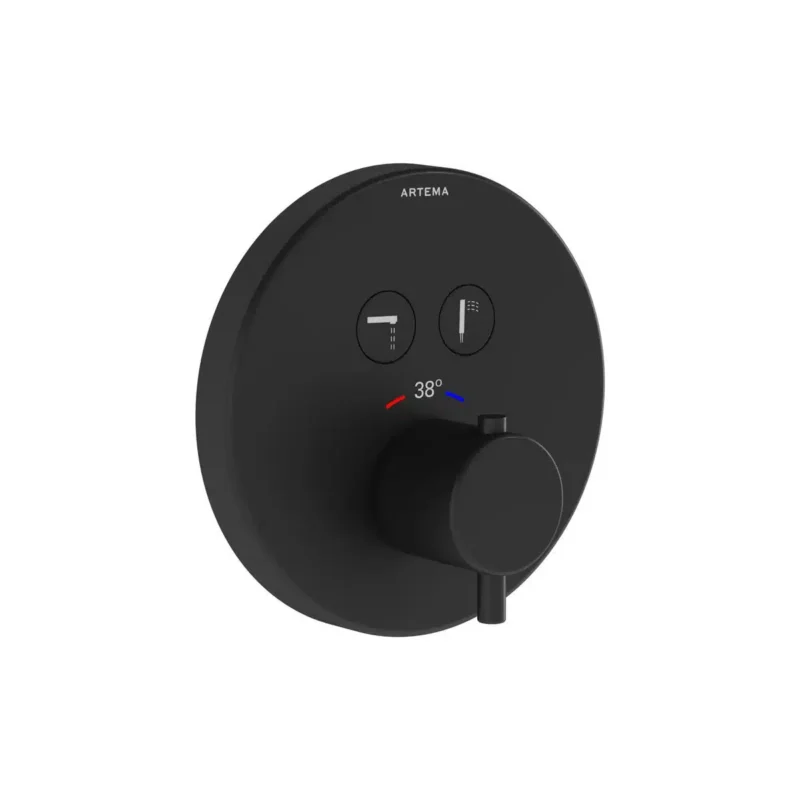Vitra V-Box Aquacontrol Round Ankastre Termostatik Banyo Bataryası (Sıva Üstü Grubu), Mat Siyah - A4271836 - Ankastre Banyo Bataryası